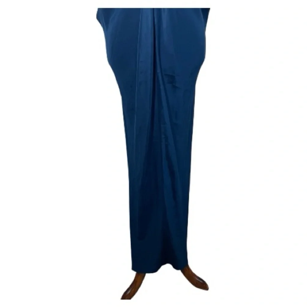 Marie Oliver 100% Silk Kaftan Maxi Dress Blue XS Resort Caftan V-Neck Luxury